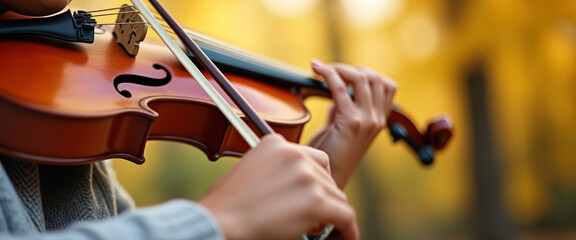 Violinist in an Autumnal Setting