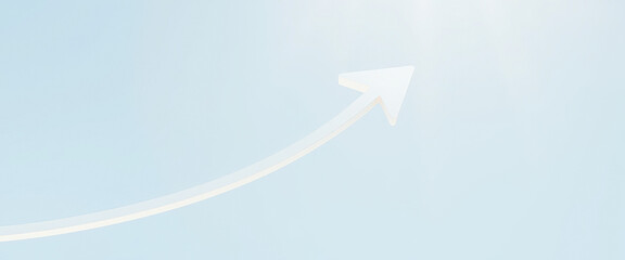 White arrow pointing upwards on a blue background