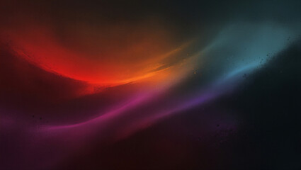 Fototapeta premium Dark grainy color gradient background, purple red orange blue black colors.