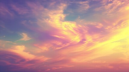 Fototapeta premium A vibrant sunset sky filled with colorful clouds, evoking a sense of tranquility and beauty.