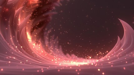 Obraz premium Abstract wave of soft pink hues with glowing particles, evoking a sense of motion and serenity.