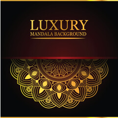 Golden mandala design with abstract background style