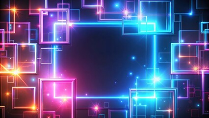 Obraz premium Glowing rectangles and shapes creating a mesmerizing background , geometry, dimension, rectangles, glowing, shapes