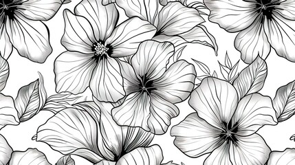Line art flower pattern wallpaper