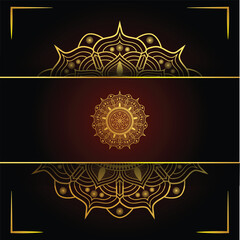 Golden mandala design with abstract background style