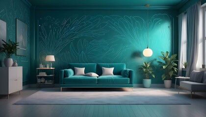 Photo interior modern design room 3d illustration;