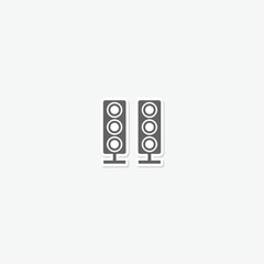 Pair of music speakers icon sticker isolated on gray background