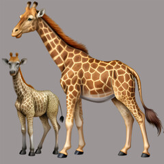 Obraz premium Free Vector Animal illustrations with white background generative ai