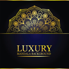 Golden mandala design with abstract background style
