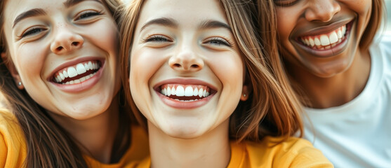 Fototapeta premium Three Women Smiling Together