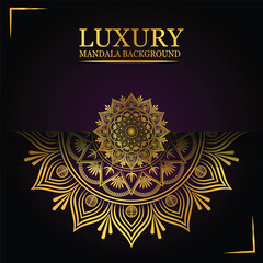 Golden mandala design with abstract background style
