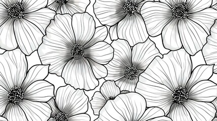Line art flower pattern wallpaper