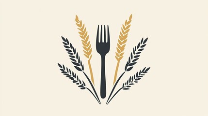 A farm-to-table logo with a plate and fork symbol surrounded by wheat stalks.