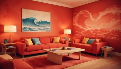 Photo interior modern design room 3d illustration;