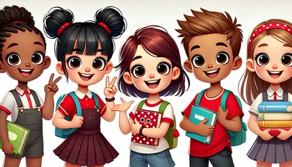 アメリカンアニメテイストの子供たち5人組