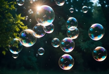 Bubbles floating on a black background with the words bubbles on the bottom