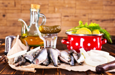 Hamsi little fish with onion and boiled potato