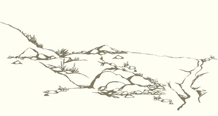 Vector drawing. Road in the mountains © Marina