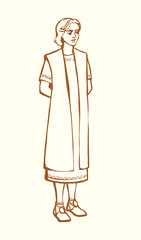 Vector drawing.Ypung boy in ancient dress