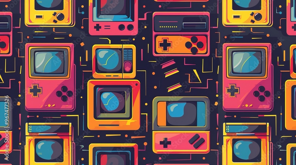 Canvas Prints arcade retro pattern wallpaper