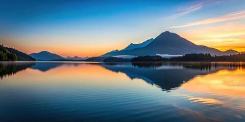 Tranquil mountain silhouette at dusk reflected on calm lake, mountain, dusk, serenity, tranquil, silhouette