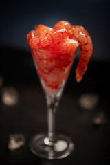Fresh Red prawns Mazara del Vallo Sicily. Close up 