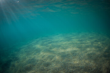 Beautiful sand floor clear underwater view.