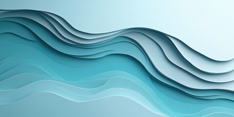 Fototapeta premium A soothing abstract design featuring layered waves in shades of blue, perfect for backgrounds, wallpapers, and modern decor.