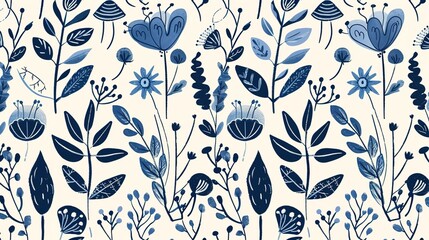 Scandinavian motifs seamless pattern wallpaper,
