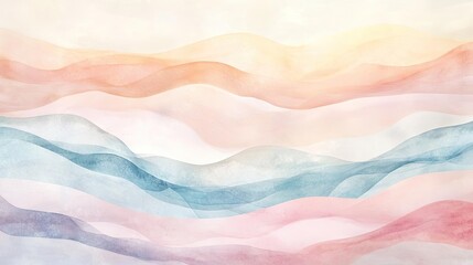 Obraz premium An abstract landscape of soft pastel waves, creating a tranquil and serene atmosphere perfect for modern decor.