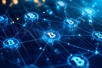 Fototapeta premium bitcoin technology and crypto networking 