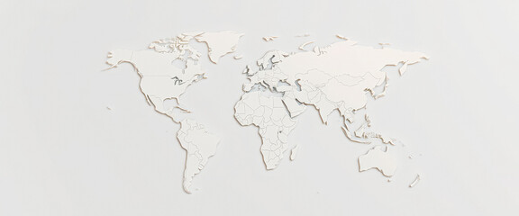 White World Map on White Background