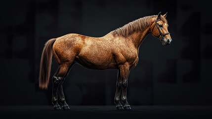Fototapeta premium a horse with a focus on its distinct features such as the mane tail and hooves isolated on a dark background