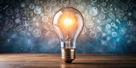 Educational lightbulb with symbols of various subjects and disciplines , education, knowledge, learning, studying, school