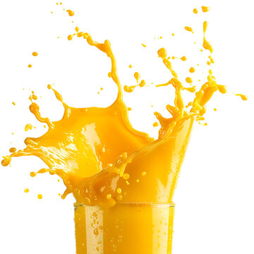 recommend clip art: Splash of yellow orange mango juice against a transparent background