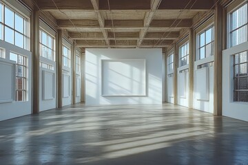 Fototapeta premium minimalist gallery space stark white walls adorned with empty frames of various sizes and shapes clean lines and negative space create sense of possibility and artistic potential