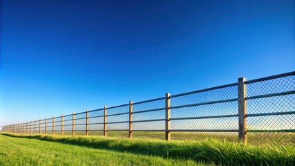 Fence standing against clear blue sky , fence, blue sky, background, peaceful, boundary, security, protection, metal