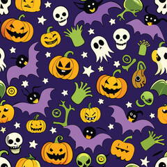 Halloween Seamless Pattern Vector Design