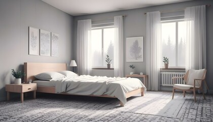 Obraz premium Photo interior modern design room 3d illustration;