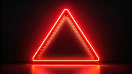 Neon red triangle warning sign on dark background , caution, danger, attention, alert, symbol, glowing, neon, red