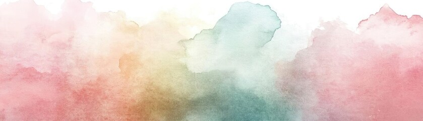 Fototapeta premium A soft watercolor background blending pink, green, and yellow hues, perfect for elegant designs and creative projects.