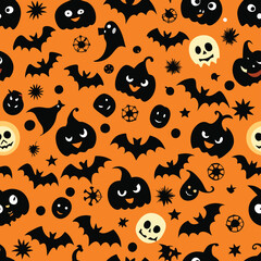 Fototapeta premium Halloween Seamless Pattern Vector Design