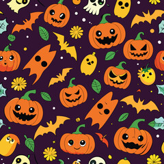 Halloween Seamless Pattern Vector Design