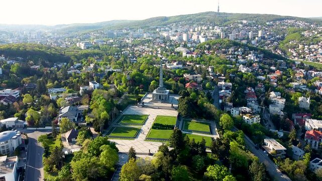 Stunning 4K drone footage of the Slav&iacute;n Memorial in Bratislava. Explore breathtaking aerial views of this iconic war monument and the surrounding cityscape of Slovakia&rsquo;s capital