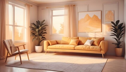 Photo interior modern design room 3d illustration;