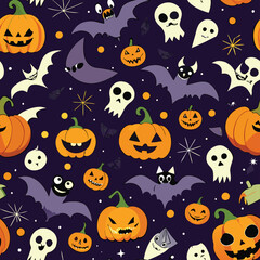 Halloween Seamless Pattern Vector Design