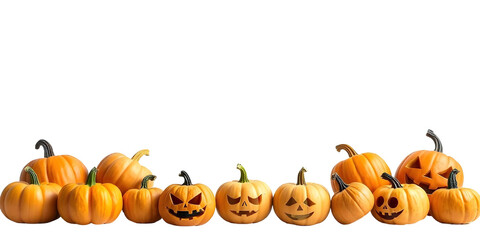Halloween pumpkins isolated on transparent background.