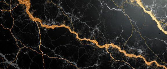 Black Marble with Golden Veins