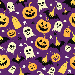Fototapeta premium Halloween Seamless Pattern Vector Design