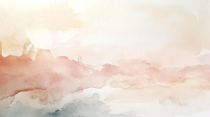 Fototapeta premium A soothing watercolor landscape featuring soft hues and gentle brush strokes, ideal for backgrounds and artistic projects.